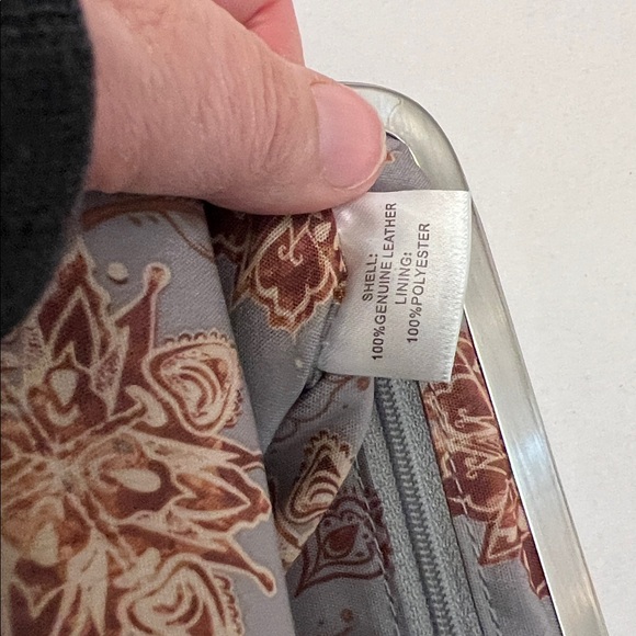 HOBO LAUREN LEATHER CLUTCH VINTAGE DISTRESSED WALLET TURQUOISE - Picture 7 of 16